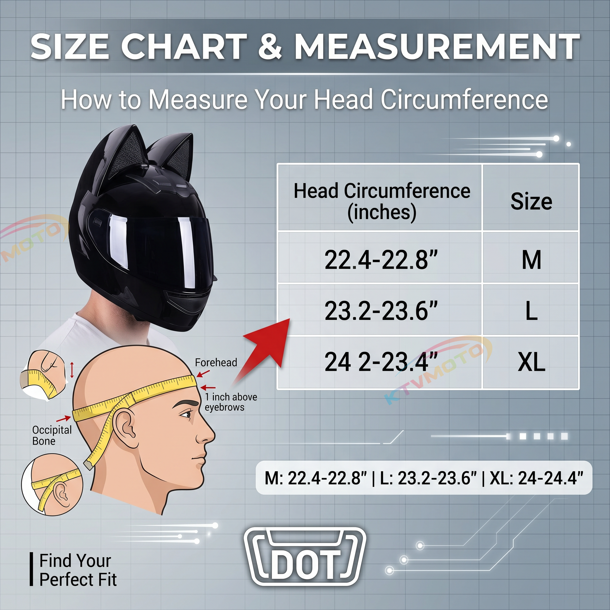 DOT certified cat ear full-face motorcycle helmet-I02