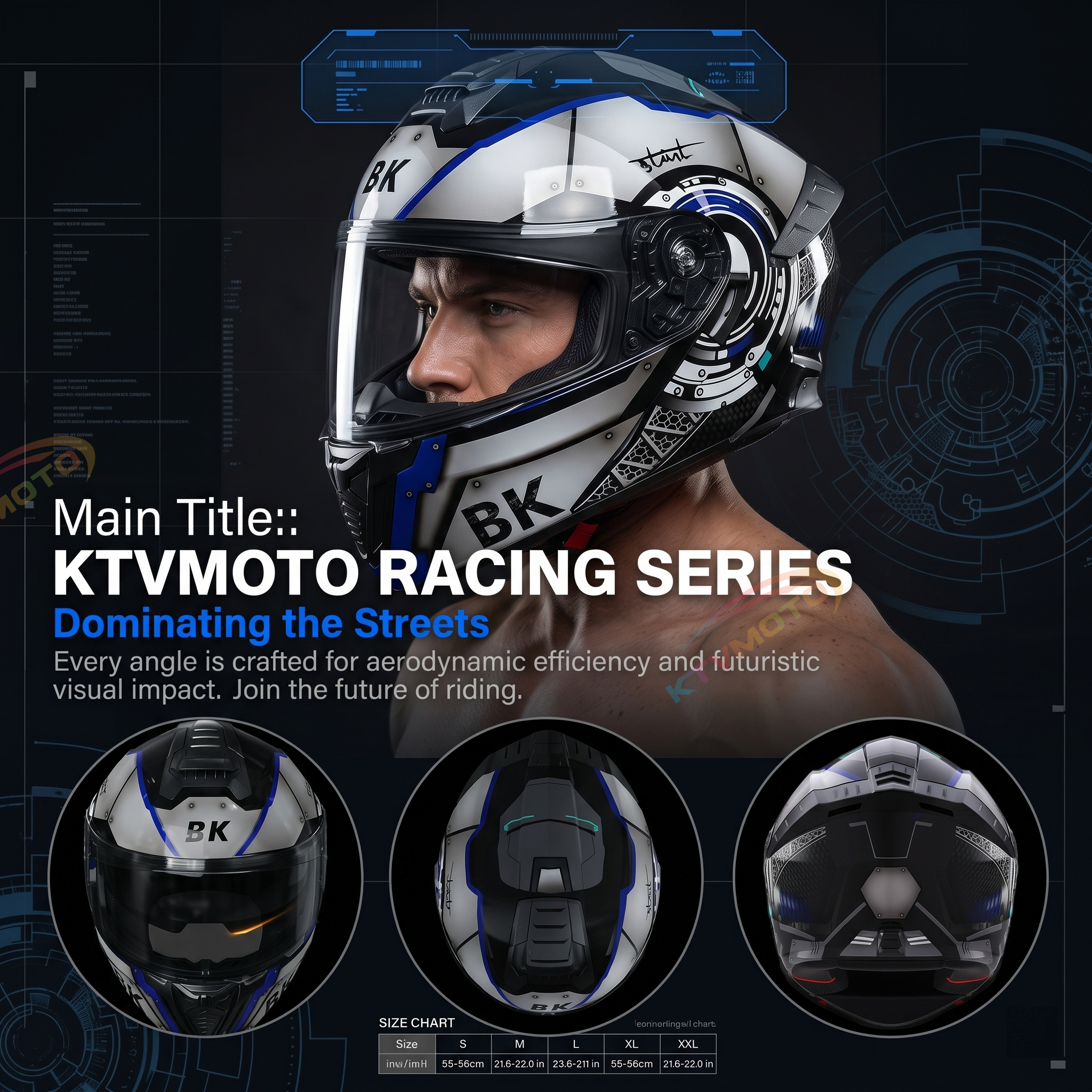Dual-lens motorcycle helmet-I100