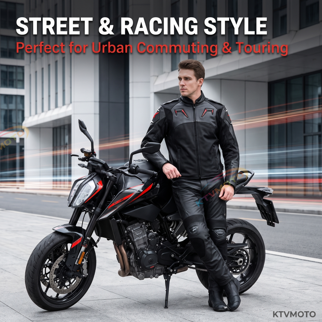 All-Season Motorcycle Racing Suit with Protective Gear-J65