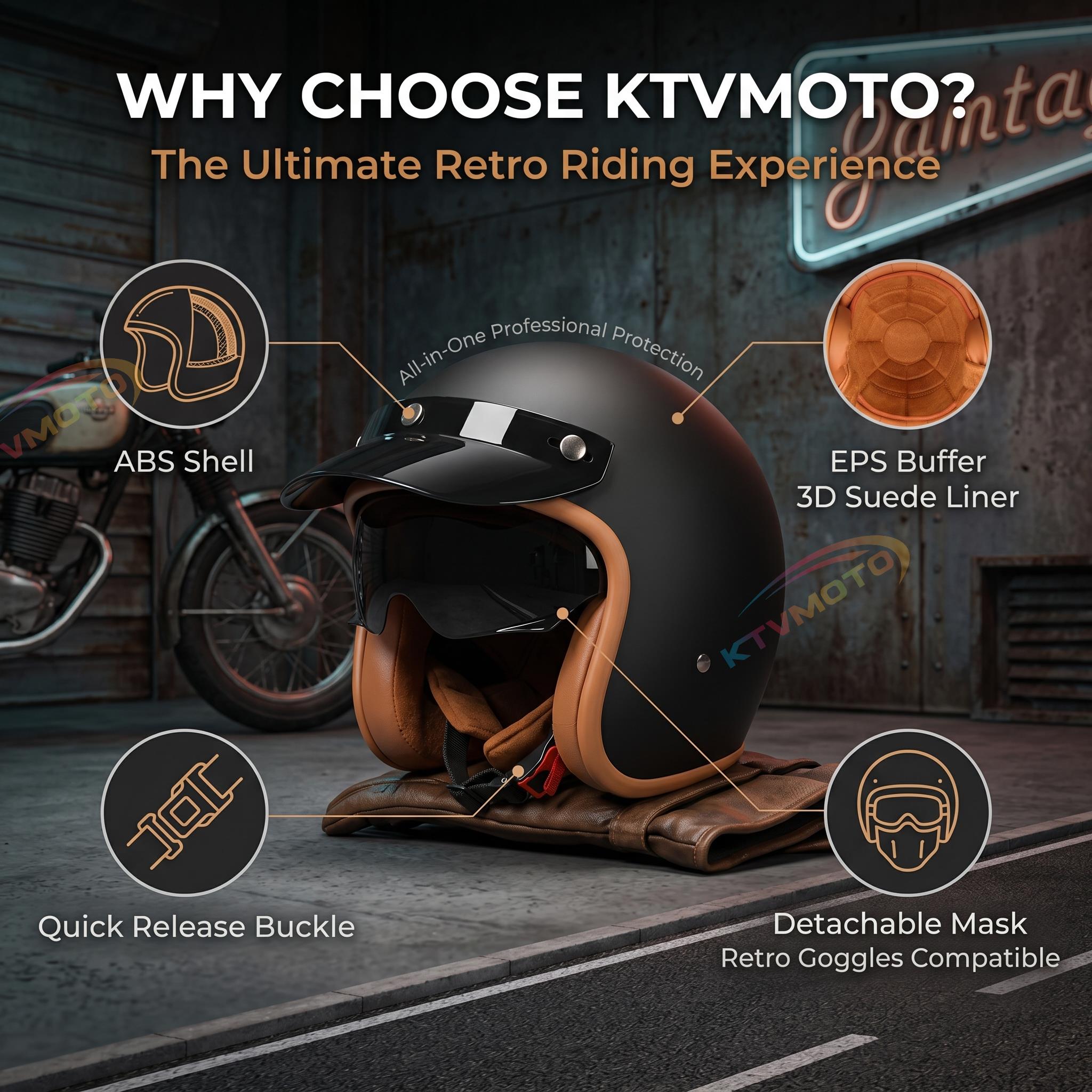 Retro motorcycle open helmet-I20