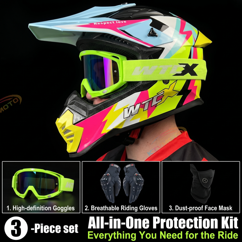 Colorful motocross helmets and goggles-I61