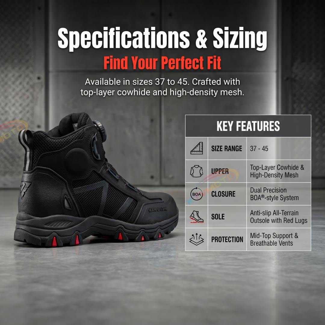 Breathable Motorcycle and Hiking Boots with Dial Closure-K39