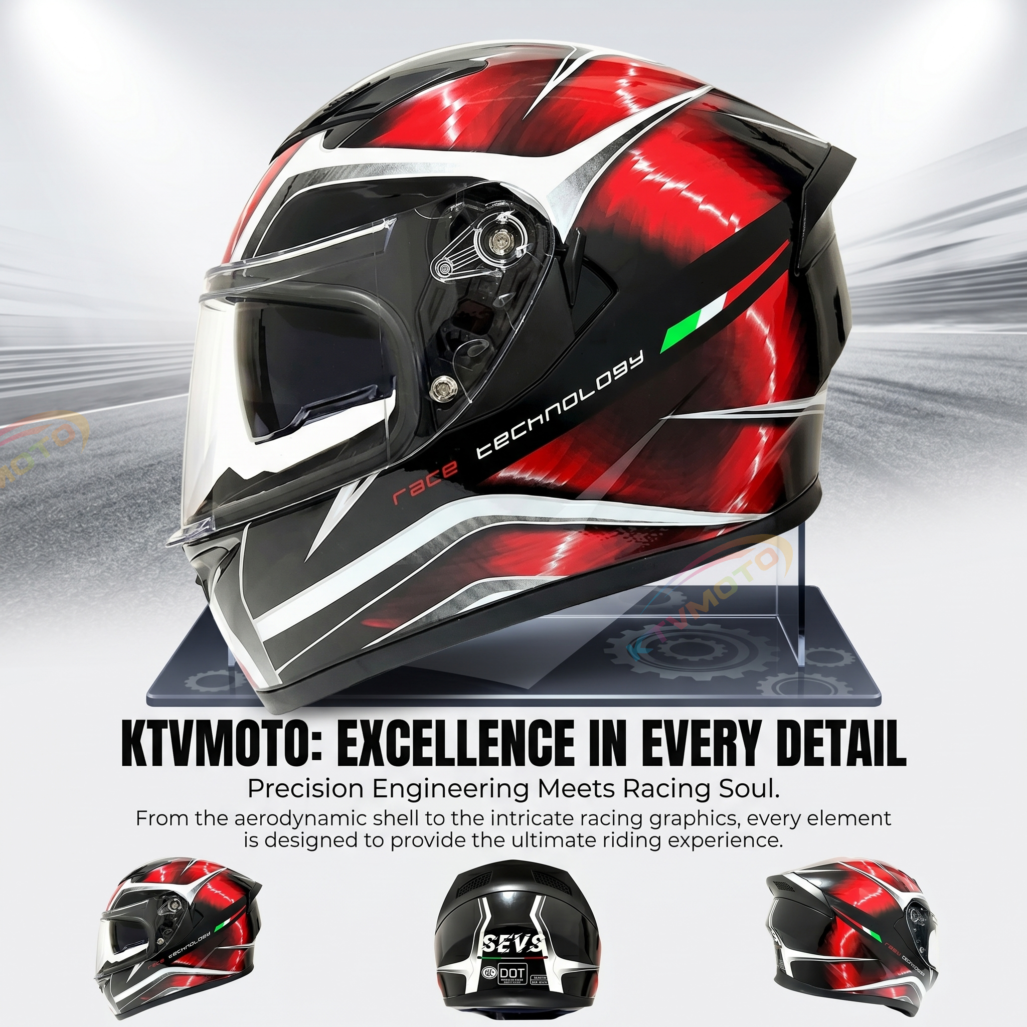 Street Racing Motorcycle Anti-Fog Full-Face Helmet-I106