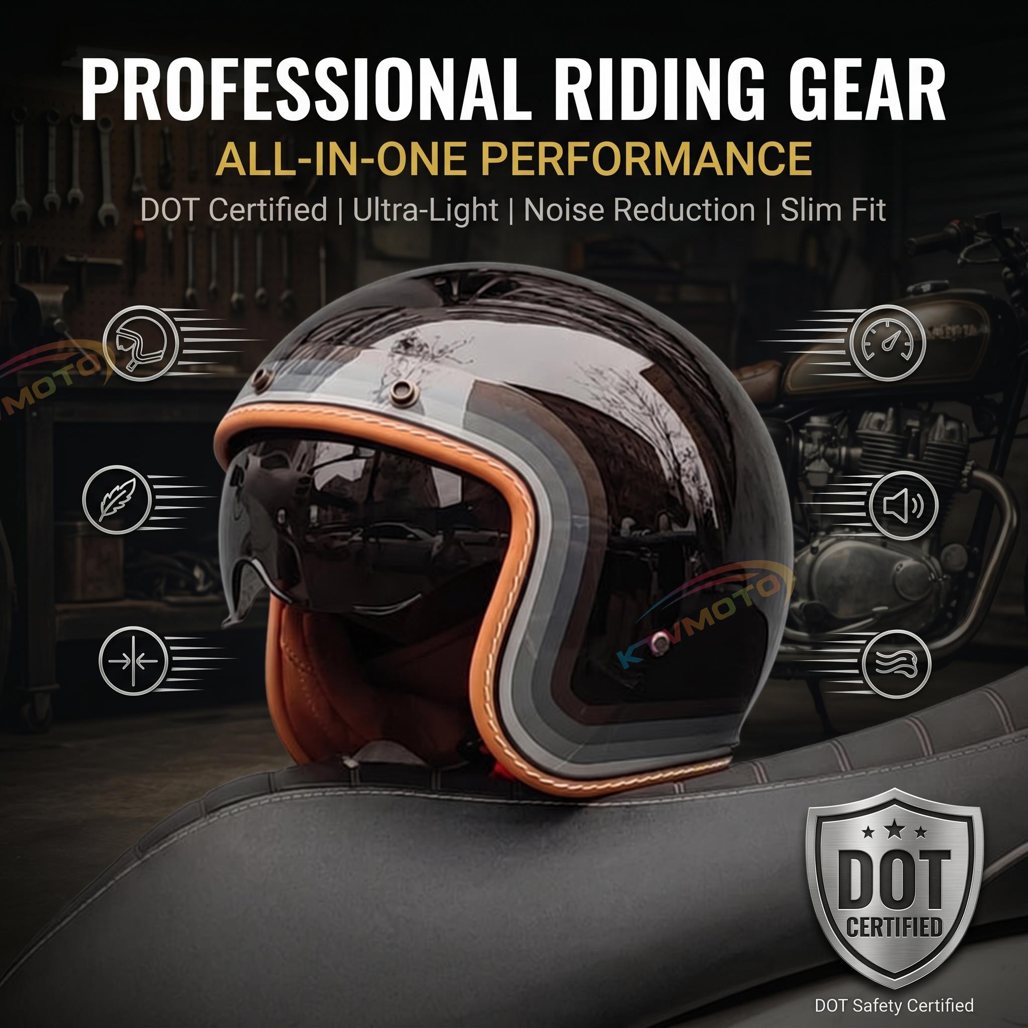 Retro-style open-face motorcycle helmet-I25