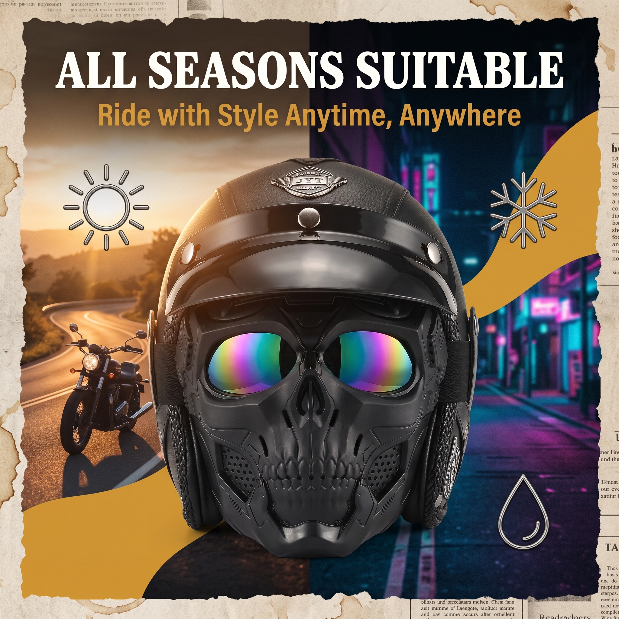 Retro jet motorcycle 3/4 riding helmet-I146