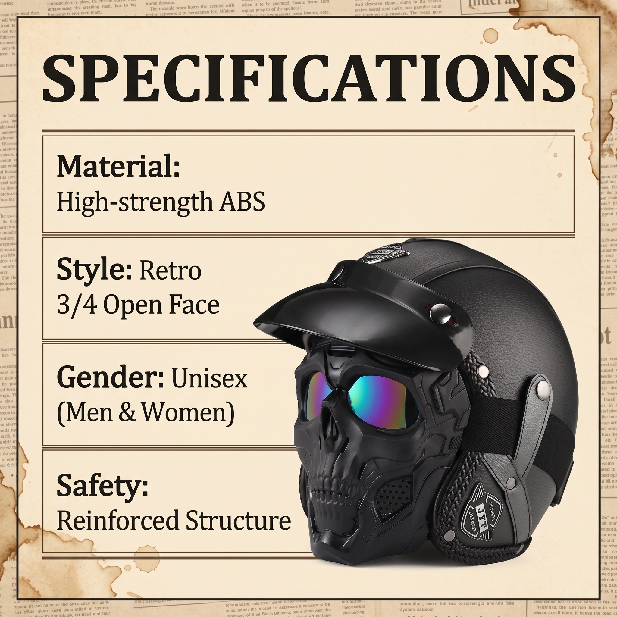 Retro jet motorcycle 3/4 riding helmet-I146