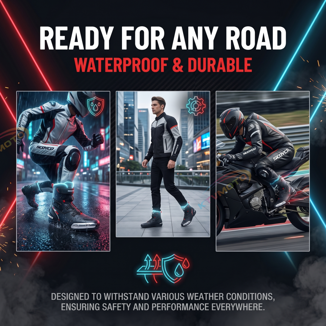Waterproof Motorcycle Riding Boots Protective Shoes-K55