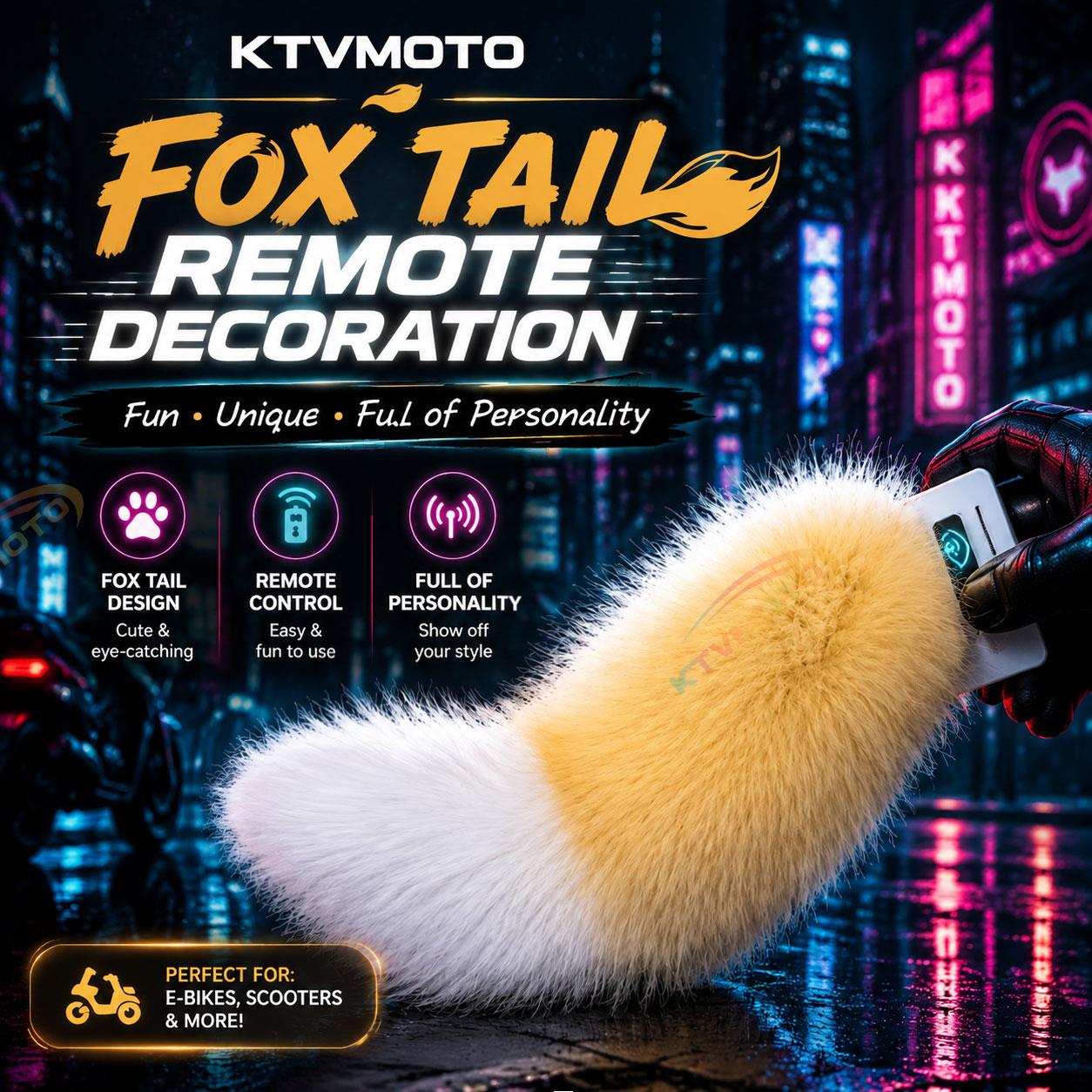 Plush fox tail prop for motorcycle cosplay – remote and voice-controlled-P01