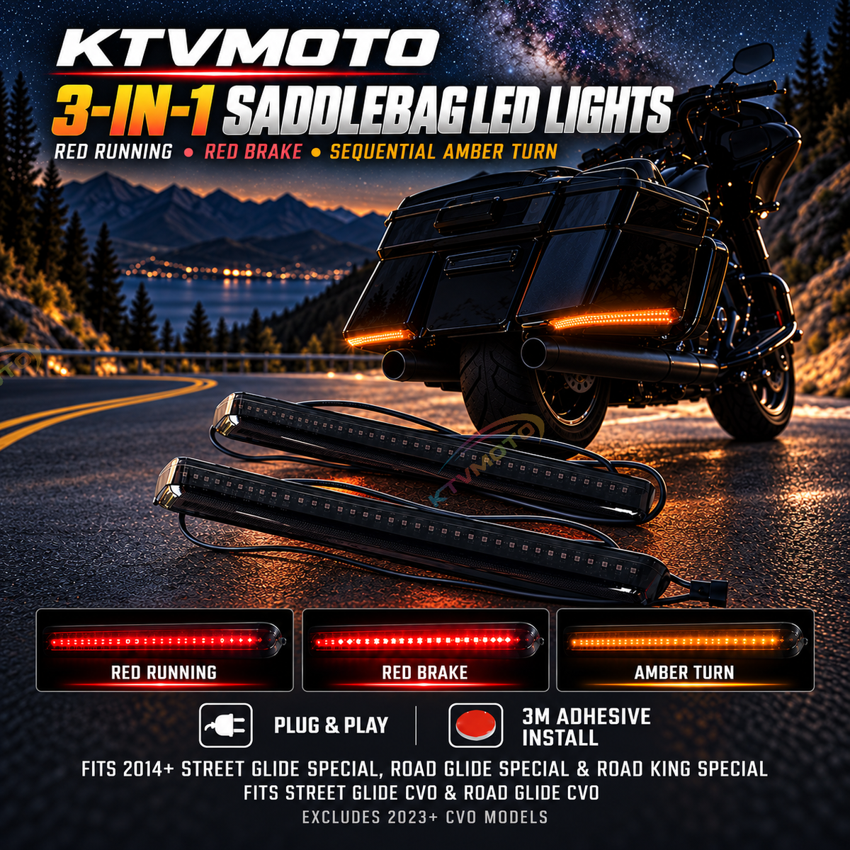 KTVMOTO Harley-Davidson LED Side Case Brake & Turn Signal Lights -ML10