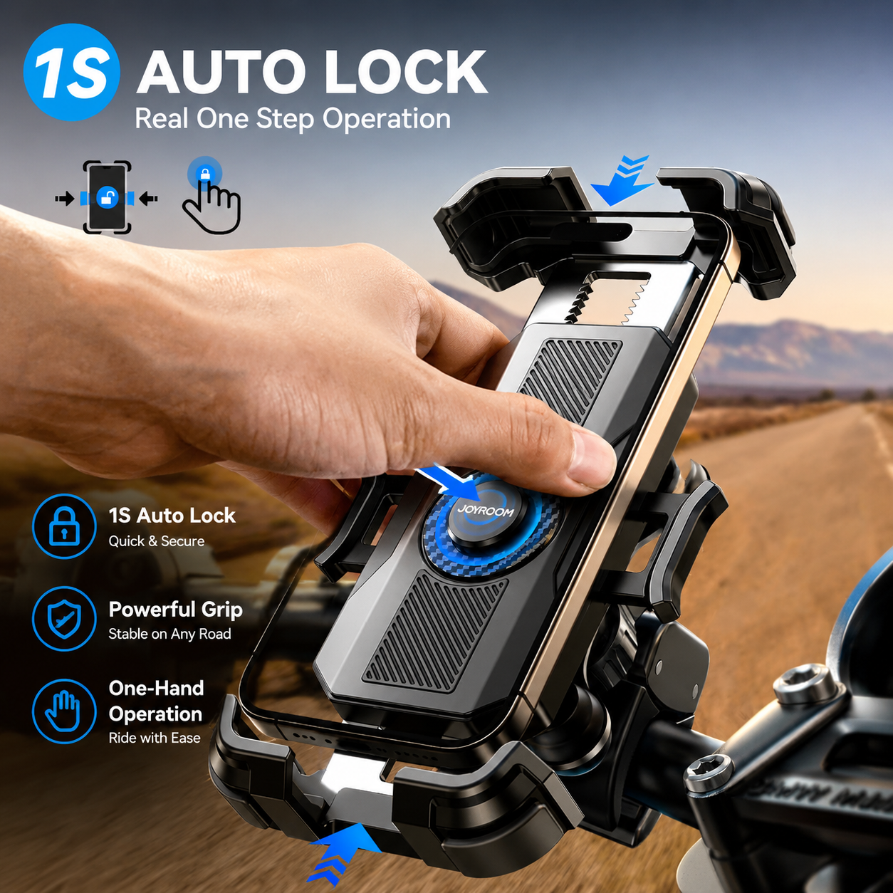 Anti-Vibration Motorcycle Phone Mount with Safety Lock-M47