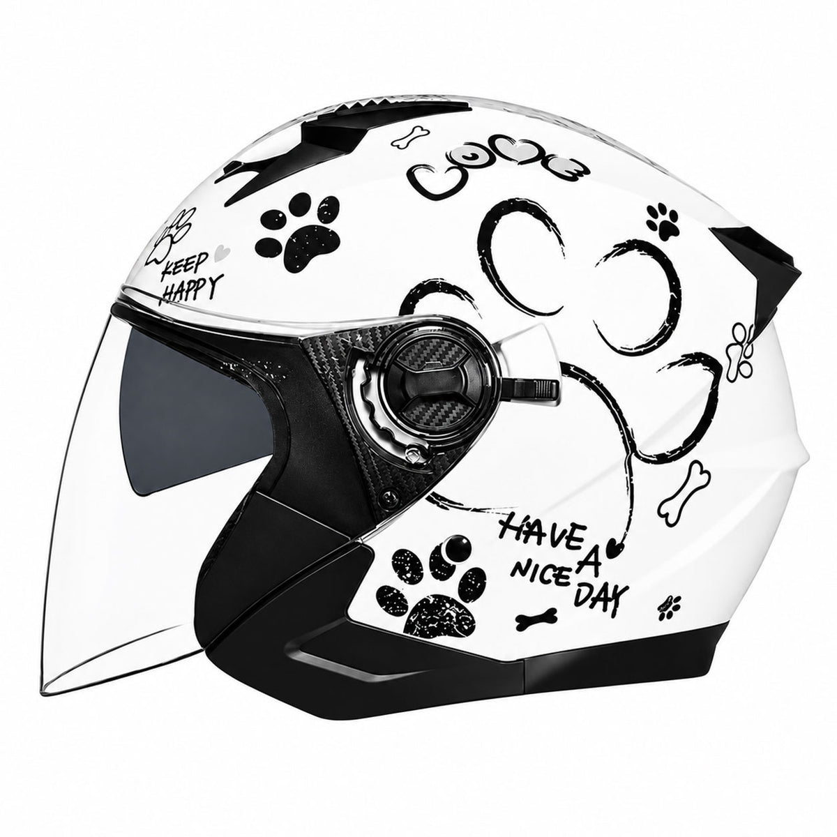DOT certified dual-lens retro open-face motorcycle helmet-I55
