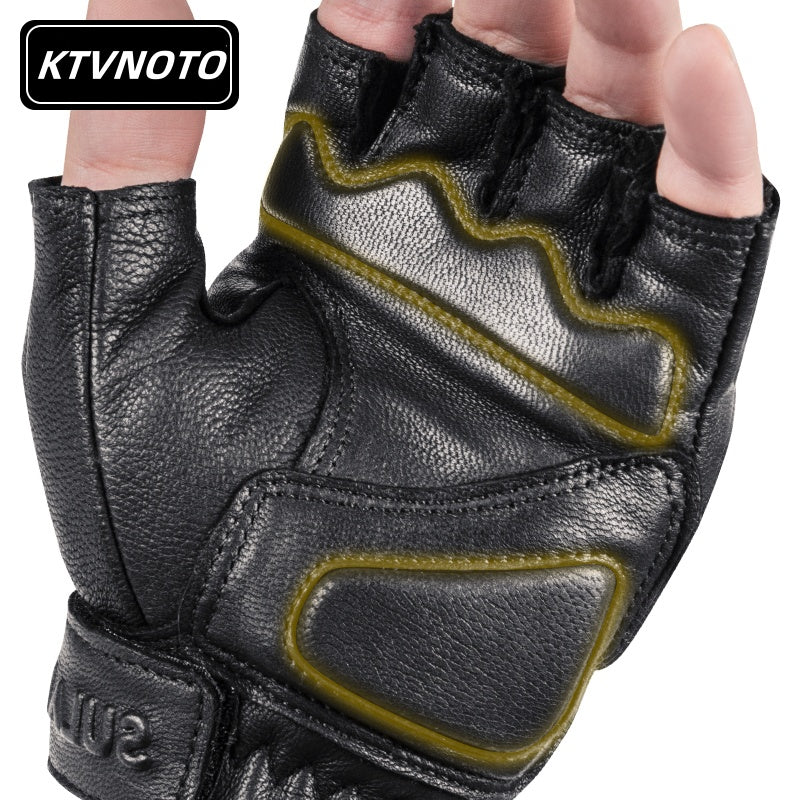 Half Finger Carbon Fiber Leather Gloves-G10