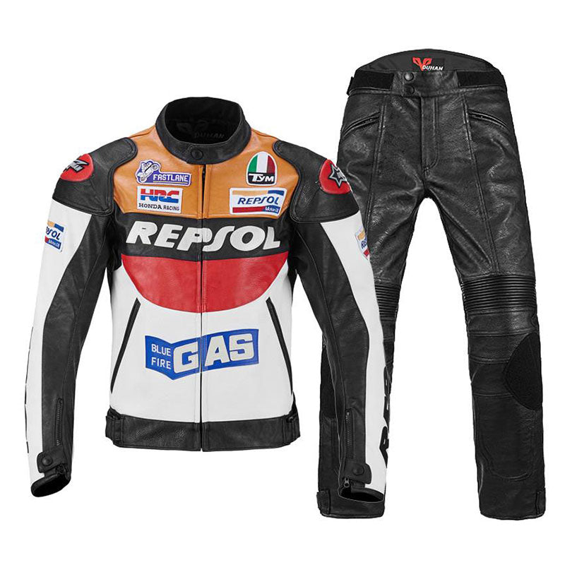 Men's and women's anti-fall imitation racing street bike motorcycle leather jacket - J32