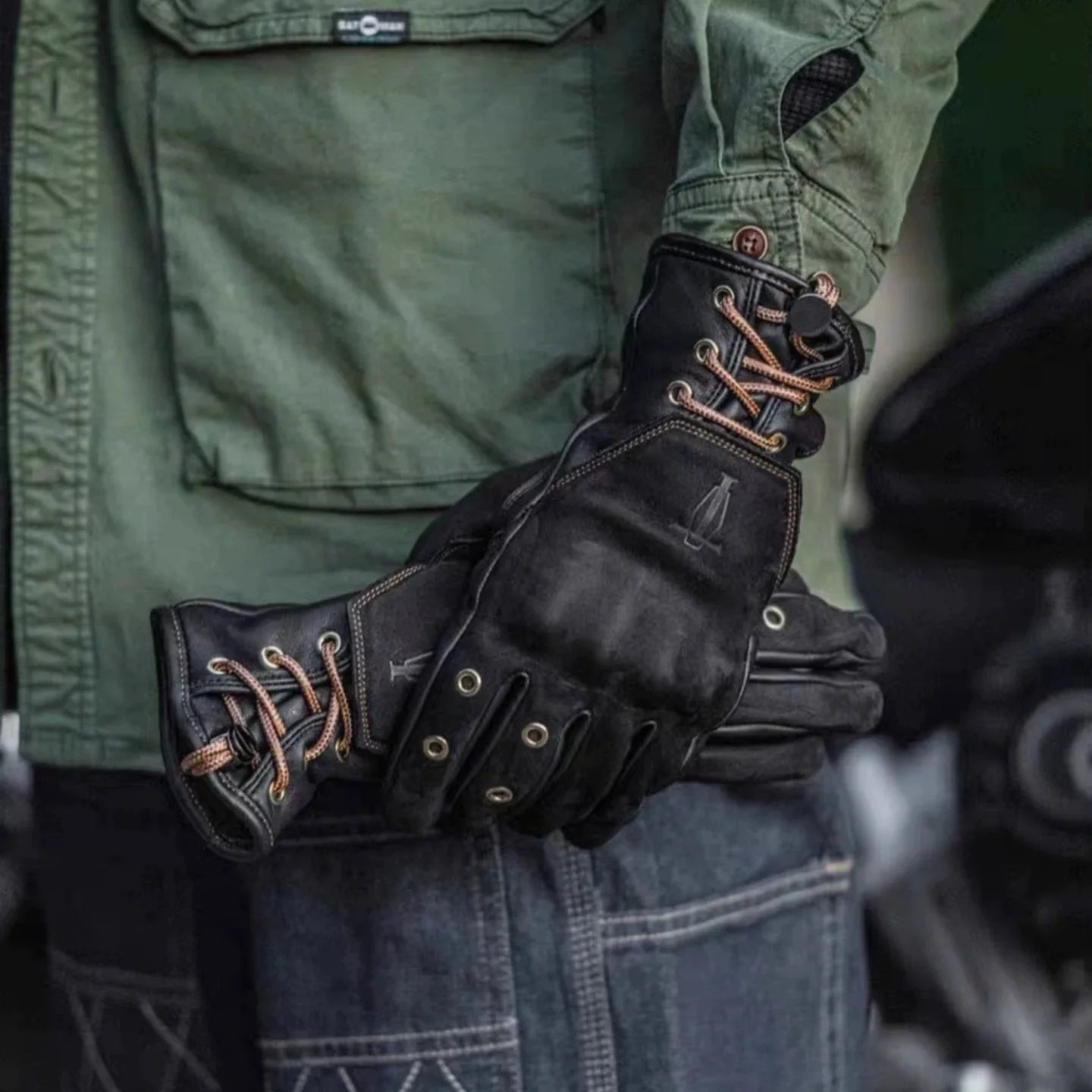 Retro cowhide windproof motorcycle gloves-G36
