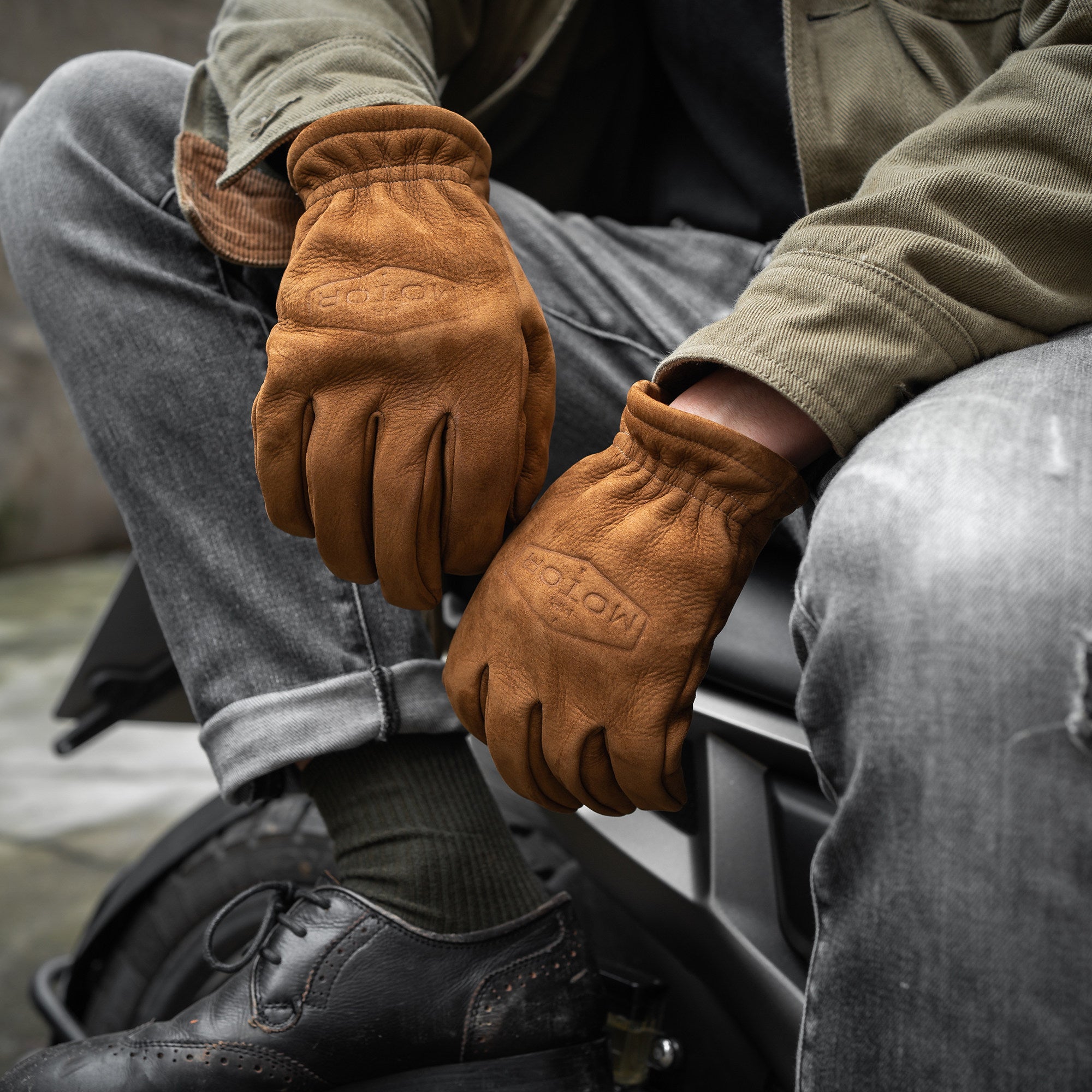 Retro frosted cowhide outdoor cycling gloves-G38