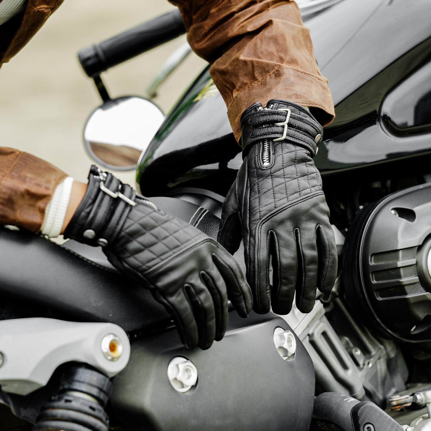 Retro Diamond-Quilted Genuine Leather Long Gloves-G53