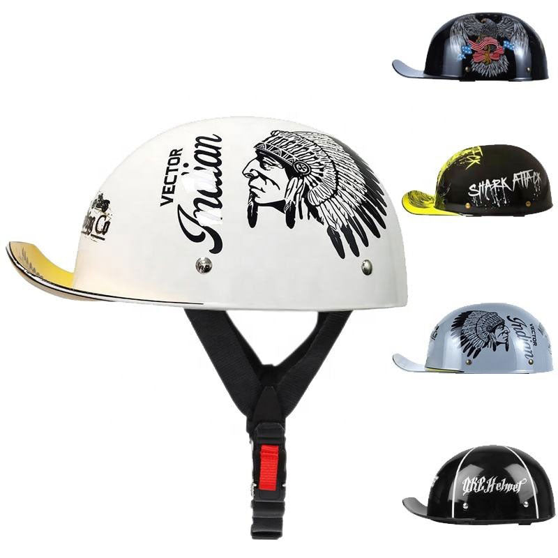 Retro baseball cap, retro motorcycle half helmet-I14