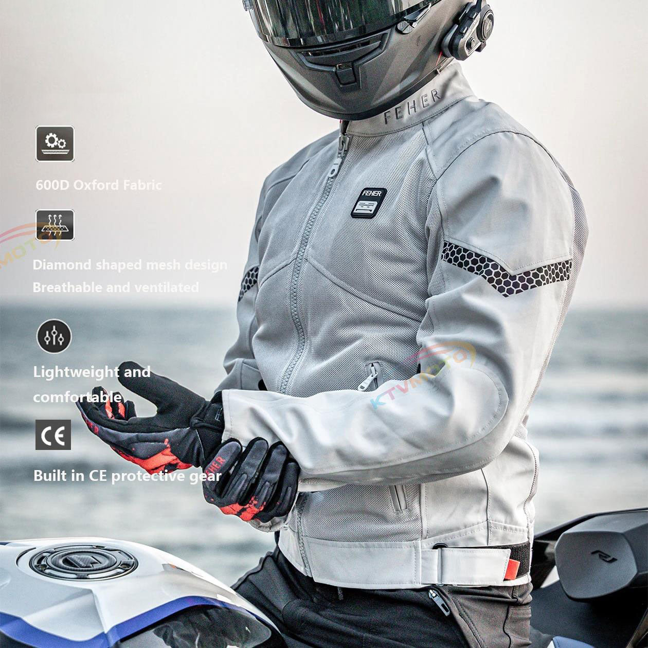 CE Breathable Mesh Motorcycle Commuter Jacket for Summer-J66