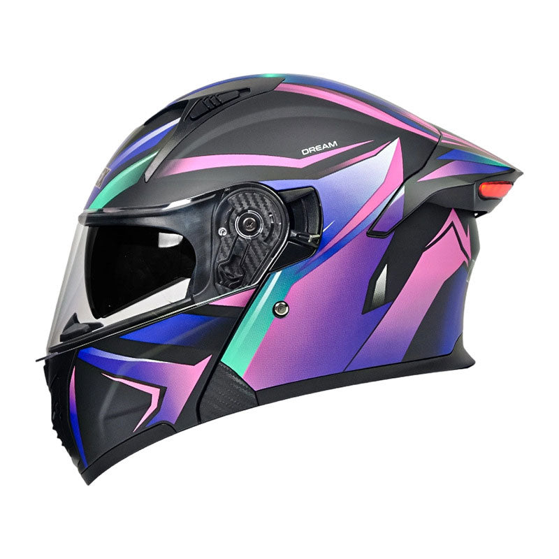 Cyberpunk Neon-Patterned Modular Motorcycle Helmet-I85