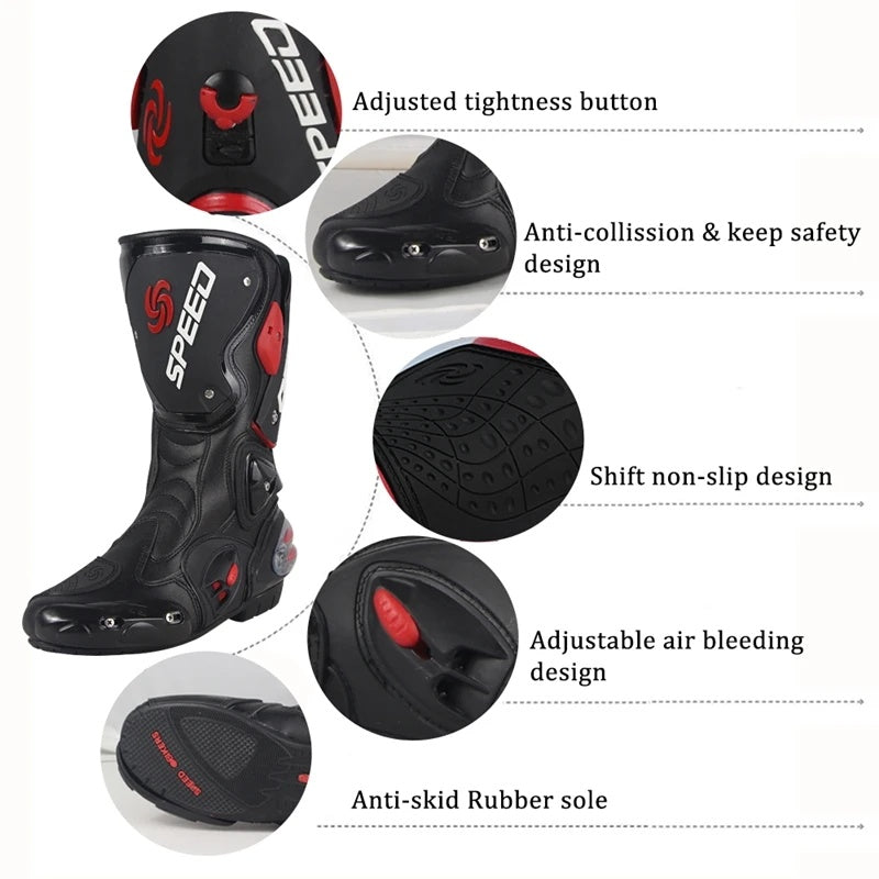 Professional Riding Motorcycle Protective Gear Shift Microfiber Leather Boots-K05