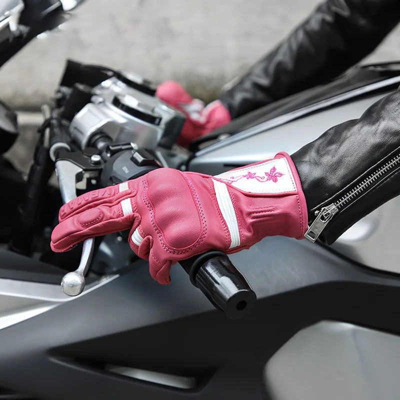 Women's Retro Motorcycle Touchscreen Leather Gloves-G31