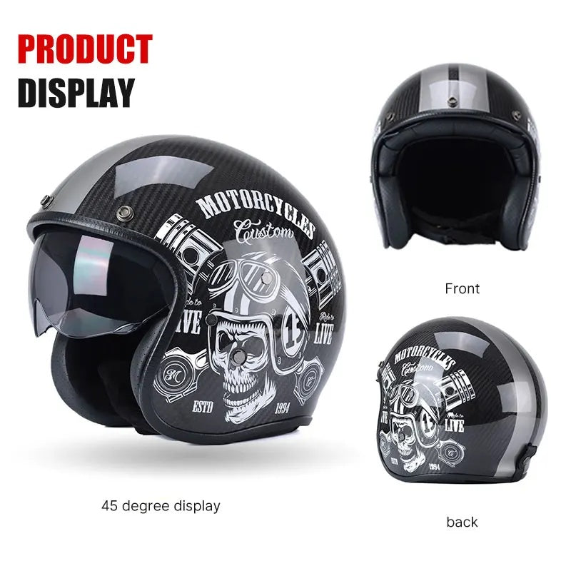 Stylish Textured Carbon Fiber Cycling Half-Helmet-I34