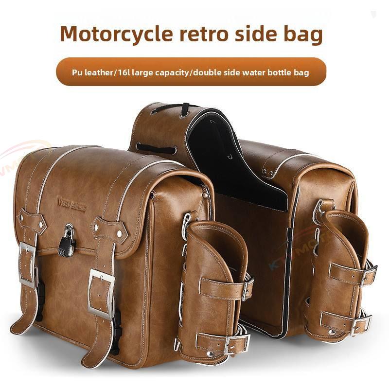 Vintage double-sided leather bicycle and motorcycle travel bag-B09