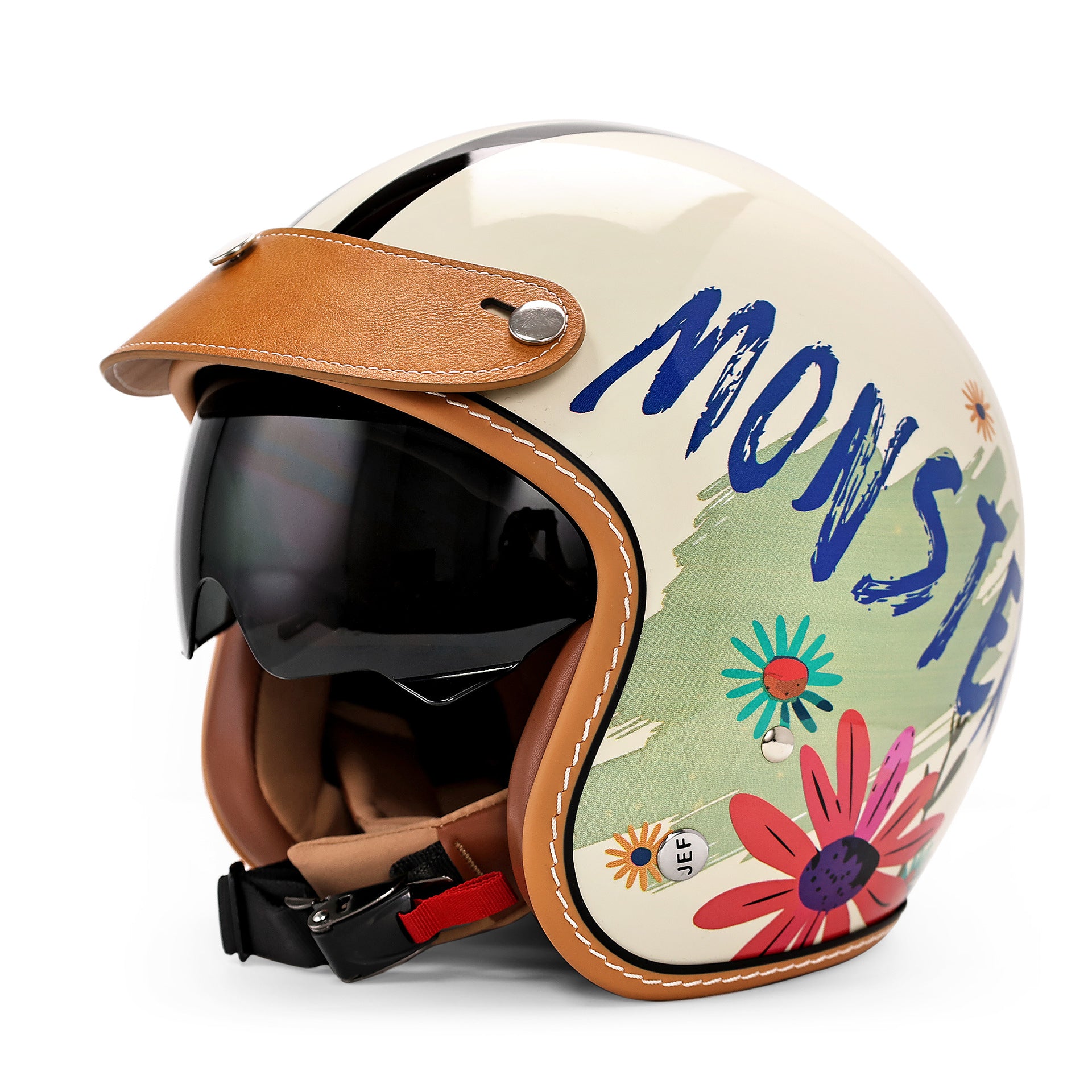 Retro floral graffiti motorcycle helmet-I54