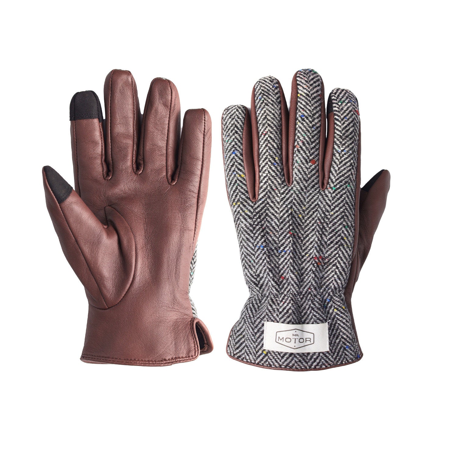 Retro Genuine Leather Patchwork Long Biker Gloves-G51