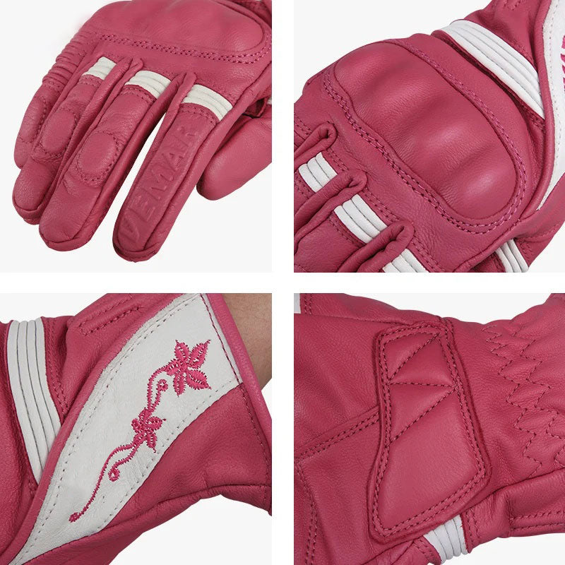 Women's Retro Motorcycle Touchscreen Leather Gloves-G31
