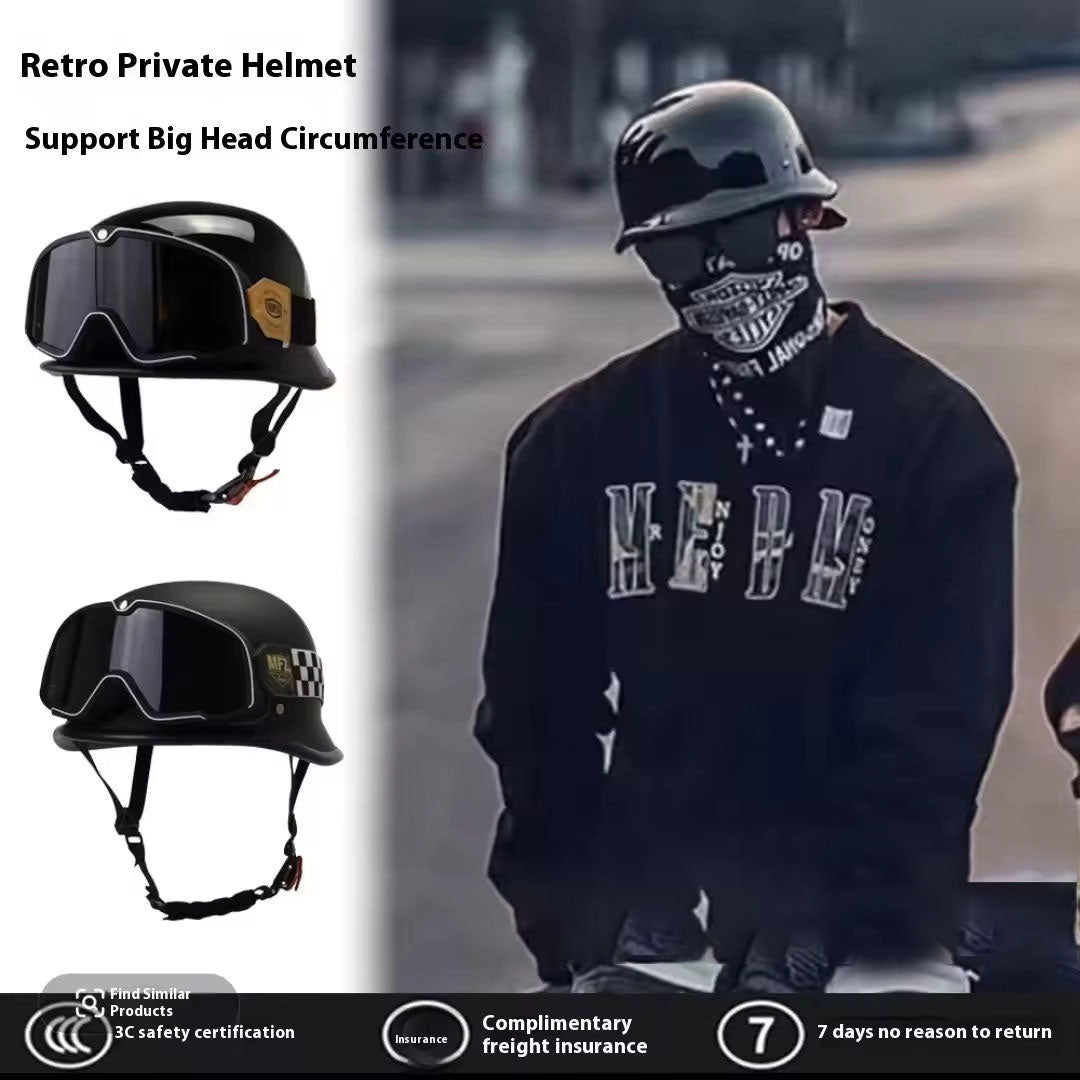 DOT Retro Motorcycle Cool Goggles Half Helmet-I12