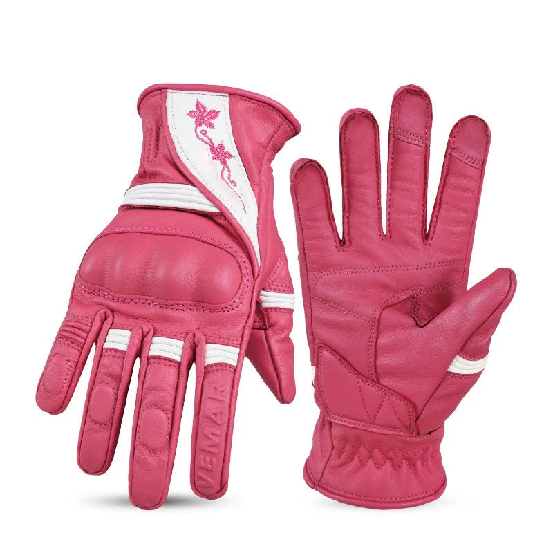 Women's Retro Motorcycle Touchscreen Leather Gloves-G31