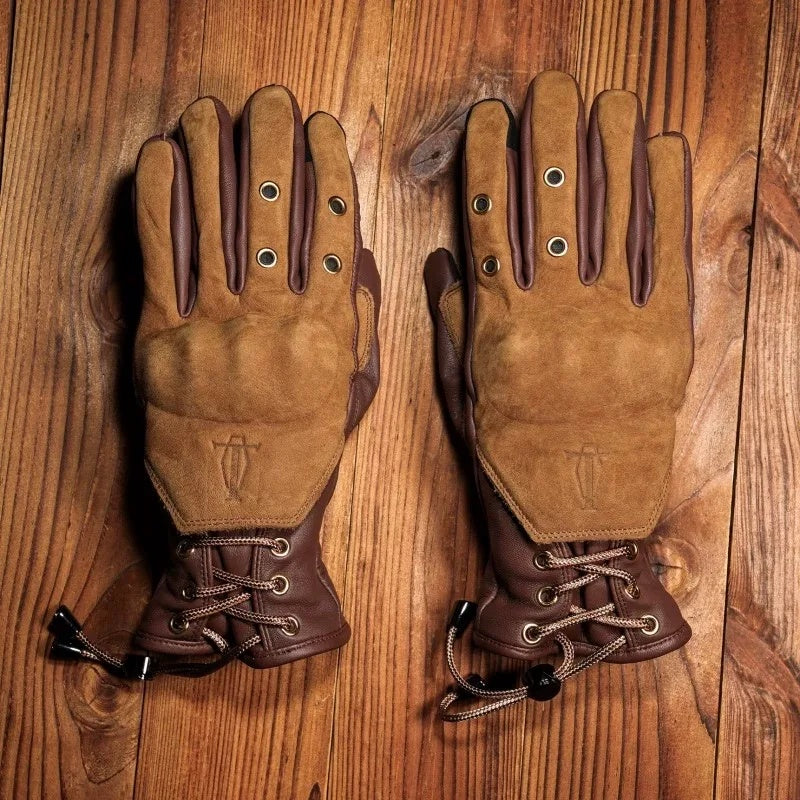 Retro cowhide windproof motorcycle gloves-G36