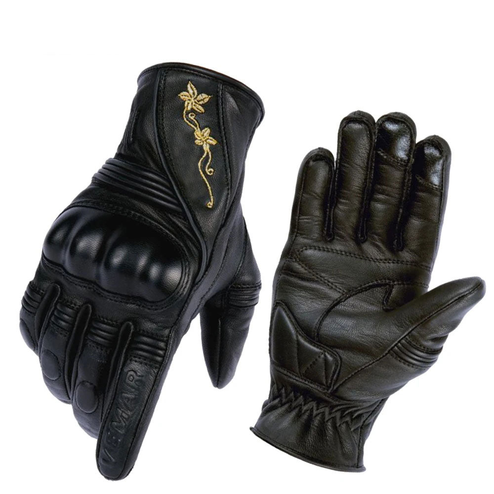 Women's Retro Motorcycle Touchscreen Leather Gloves-G31