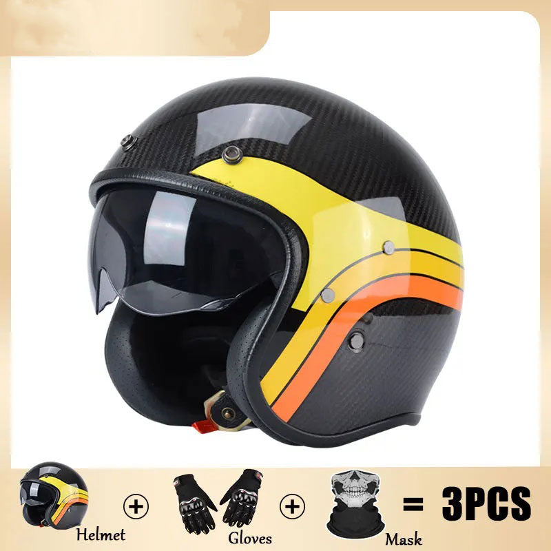 Stylish Textured Carbon Fiber Cycling Half-Helmet-I34