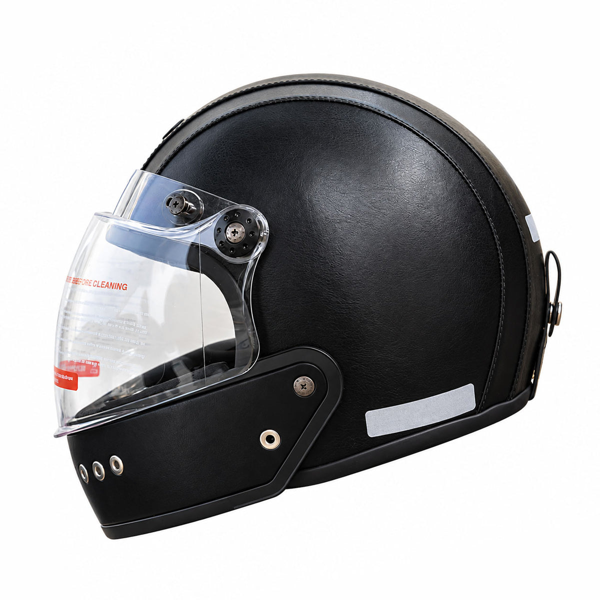 Retro-style leather-finish multi-functional modular motorcycle helmet-I284