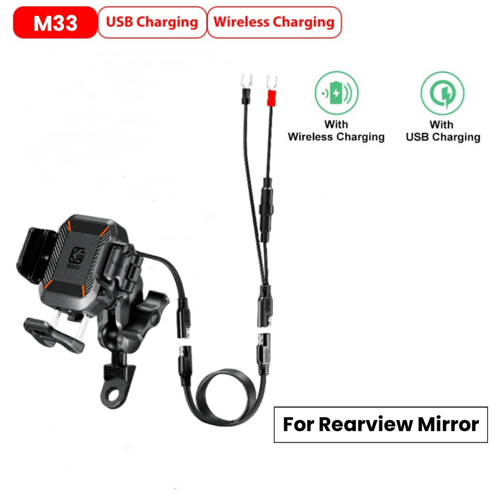 Shock Absorption 15W Wireless Fast Charger Waterproof Motorcycle Phone Holder - M43