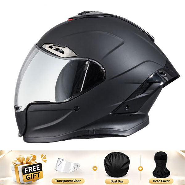 Cool full-face motorcycle helmet, featuring a rear spoiler and an extended visor-I308