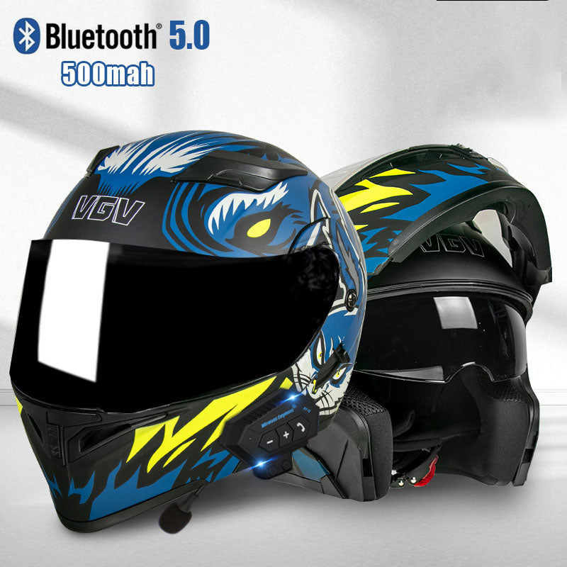 Dual Visor Flip Up Motorbike Graphic Helmet-I97