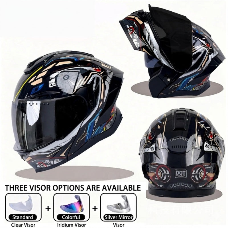 Flip-top motorcycle helmet, dual-lens full-face helmet-I65
