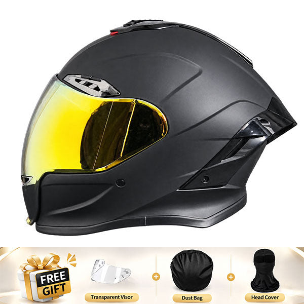 Cool full-face motorcycle helmet, featuring a rear spoiler and an extended visor-I308