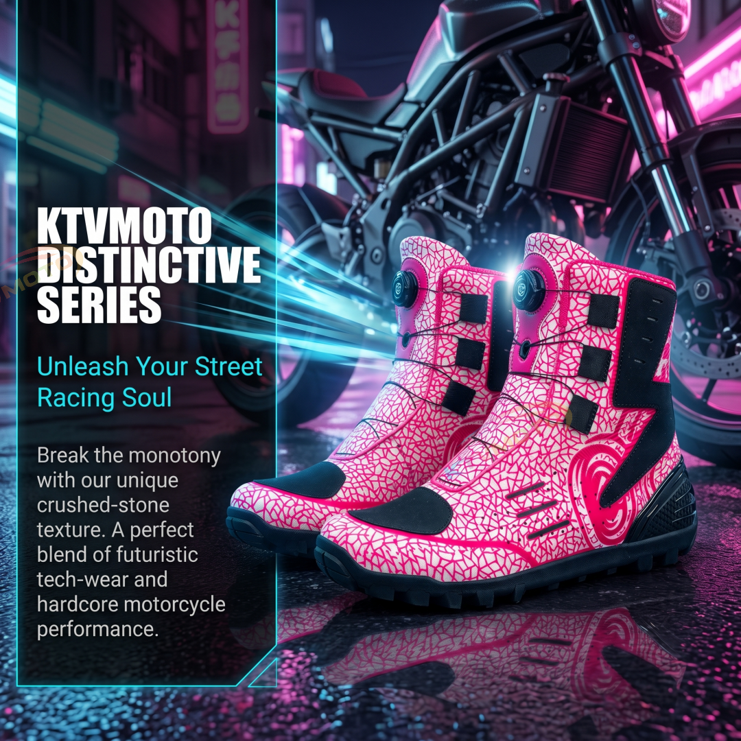 Distinctive Outdoor Motorcycle Boots with Crushed-Stone Texture-K106