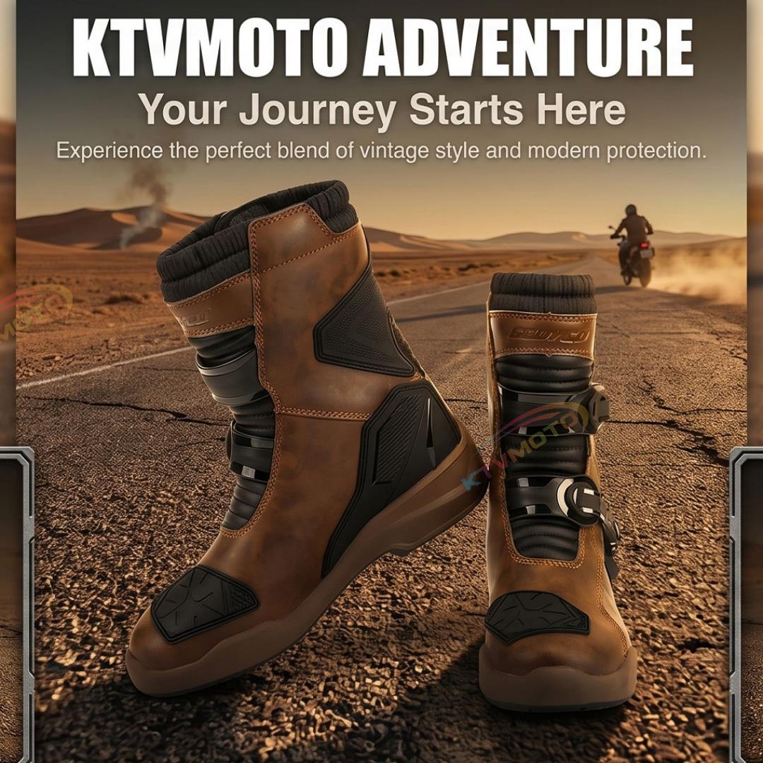 Leather protective boots for cruiser motorcycles-K53