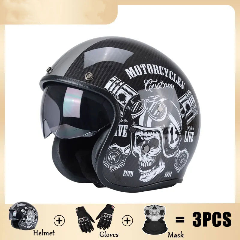 Stylish Textured Carbon Fiber Cycling Half-Helmet-I34