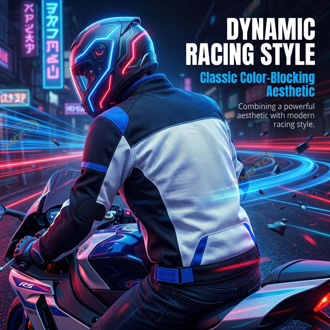 Retro Mesh Motorcycle Racing Jacket-J47