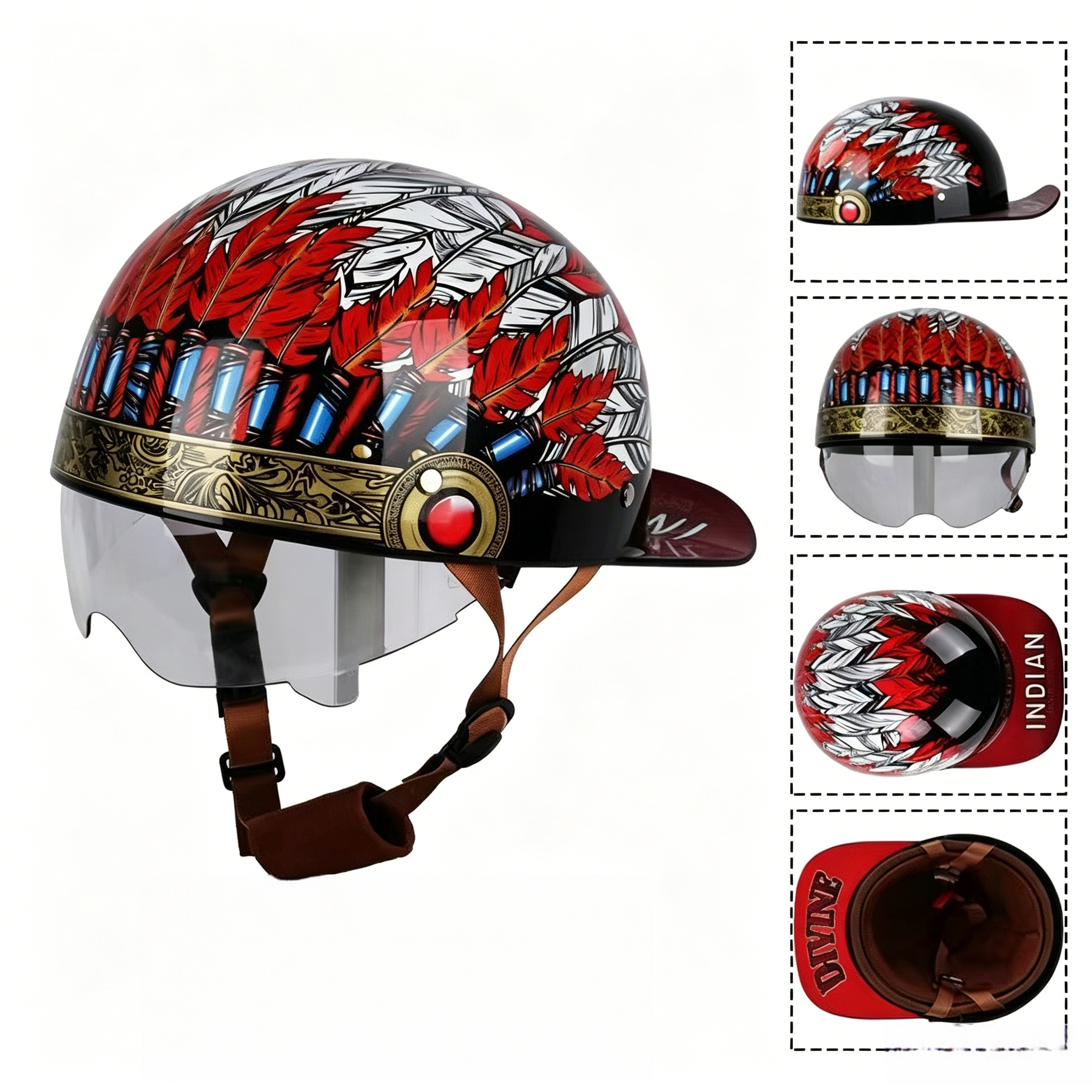 Retro cruiser motorcycle half helmet- I07