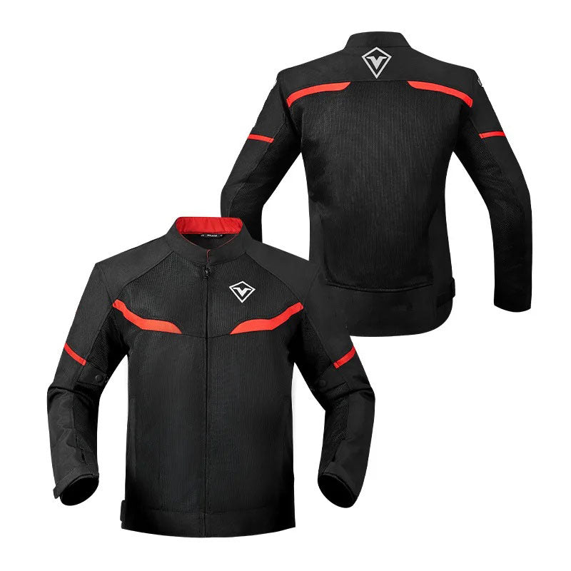 Double-layer breathable motorcycle riding gear with crash protection-J74