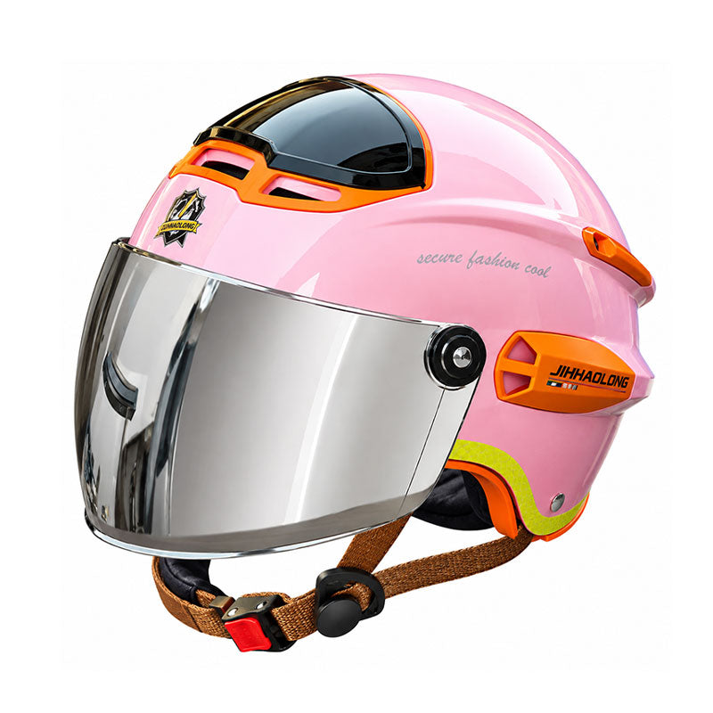 KTVMOTO Open Face Motorcycle Helmet with Dual Visor for Adults-I263