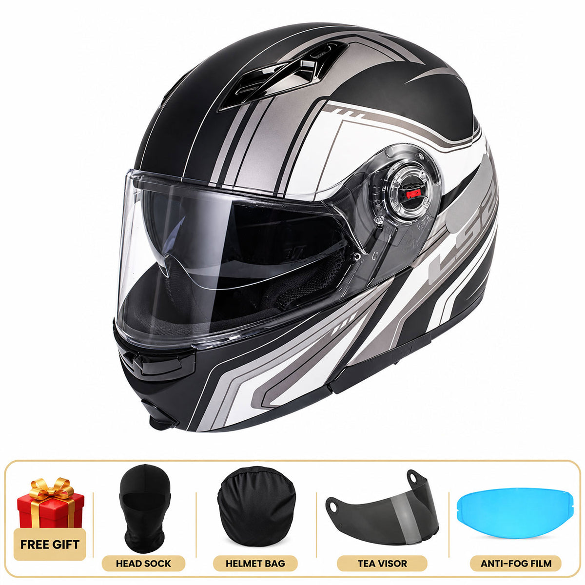Modular Motorcycle Helmet with Dual Visors for Touring-I311