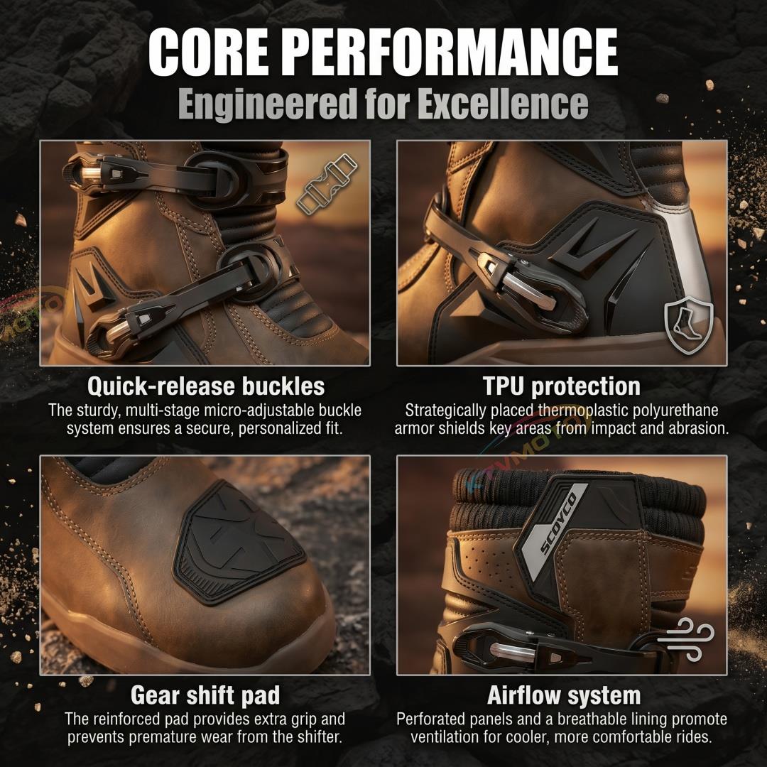 Leather protective boots for cruiser motorcycles-K53
